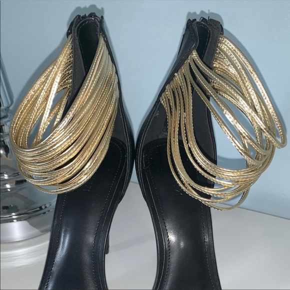 NWT Forever 21 Gold Strap Heels - Picture 5 of 8